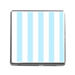 Vertical Stripes - White and Light Blue Memory Card Reader (Square)