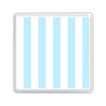 Vertical Stripes - White and Light Blue Memory Card Reader with Storage (Square)