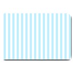 Vertical Stripes - White and Light Blue Large Doormat