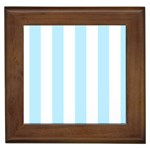 Vertical Stripes - White and Light Blue Framed Tile