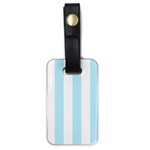 Vertical Stripes - White and Light Blue Luggage Tag (One Side)