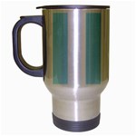 Vertical Stripes - White and Light Blue Travel Mug (Silver Gray)