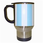 Vertical Stripes - White and Light Blue Travel Mug (White)