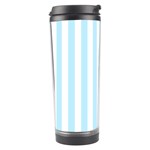 Vertical Stripes - White and Light Blue Travel Tumbler