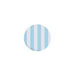 Vertical Stripes - White and Light Blue 1  Mini Button