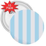 Vertical Stripes - White and Light Blue 3  Button (10 pack)