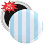 Vertical Stripes - White and Light Blue 3  Magnet (100 pack)
