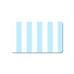Vertical Stripes - White and Light Blue Magnet (Name Card)