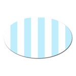 Vertical Stripes - White and Light Blue Magnet (Oval)