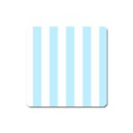 Vertical Stripes - White and Light Blue Magnet (Square)