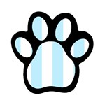 Vertical Stripes - White and Light Blue Magnet (Paw Print)