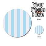 Vertical Stripes - White and Light Blue Multi-purpose Cards (Round)