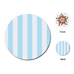 Vertical Stripes - White and Light Blue Playing Cards (Round)