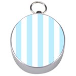 Vertical Stripes - White and Light Blue Silver Compass