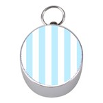 Vertical Stripes - White and Light Blue Silver Compass (Mini)