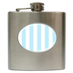 Vertical Stripes - White and Light Blue Hip Flask (6 oz)