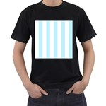 Vertical Stripes - White and Light Blue Men s T-Shirt (Black)