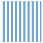 Vertical Stripes - White and Iceberg Blue Large Satin Scarf (Square)
