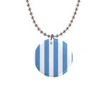 Vertical Stripes - White and Iceberg Blue 1  Button Necklace