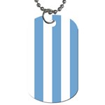 Vertical Stripes - White and Iceberg Blue Dog Tag (One Side)