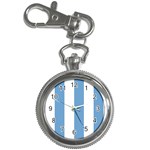 Vertical Stripes - White and Iceberg Blue Key Chain Watch