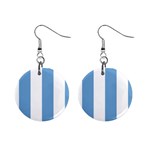 Vertical Stripes - White and Iceberg Blue 1  Button Earrings