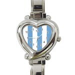 Vertical Stripes - White and Iceberg Blue Heart Italian Charm Watch