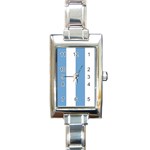 Vertical Stripes - White and Iceberg Blue Rectangle Italian Charm Watch