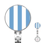 Vertical Stripes - White and Iceberg Blue Stainless Steel Nurses Watch