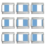 Vertical Stripes - White and Iceberg Blue 9mm Italian Charm (9 pack)