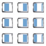 Vertical Stripes - White and Iceberg Blue Mega Link Italian Charm (9 pack)
