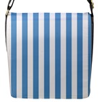 Vertical Stripes - White and Iceberg Blue Flap Closure Messenger Bag (S)