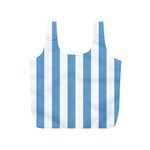 Vertical Stripes - White and Iceberg Blue Full Print Recycle Bag (S)