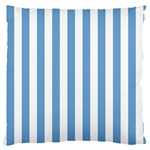 Vertical Stripes - White and Iceberg Blue Large Cushion Case (One Side)