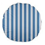 Vertical Stripes - White and Iceberg Blue Large 18  Premium Round Cushion