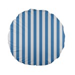 Vertical Stripes - White and Iceberg Blue Standard 15  Premium Flano Round Cushion