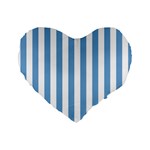 Vertical Stripes - White and Iceberg Blue Standard 16  Premium Heart Shape Cushion
