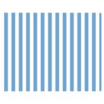 Vertical Stripes - White and Iceberg Blue Double Sided Flano Blanket (Medium)