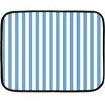 Vertical Stripes - White and Iceberg Blue Fleece Blanket (Mini)