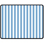 Vertical Stripes - White and Iceberg Blue Fleece Blanket (Medium) (One Side)