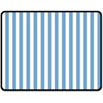 Vertical Stripes - White and Iceberg Blue Double Sided Fleece Blanket (Medium) (Two Sides)