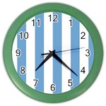 Vertical Stripes - White and Iceberg Blue Color Wall Clock