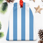 Vertical Stripes - White and Iceberg Blue Ornament (Bell)