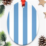 Vertical Stripes - White and Iceberg Blue Oval Ornament (Two Sides)