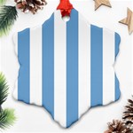 Vertical Stripes - White and Iceberg Blue Snowflake Ornament (Two Sides)