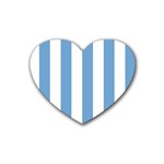 Vertical Stripes - White and Iceberg Blue Heart Coaster (4 pack)