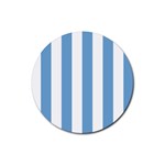 Vertical Stripes - White and Iceberg Blue Rubber Coaster (Round)