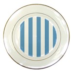 Vertical Stripes - White and Iceberg Blue Porcelain Plate