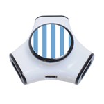 Vertical Stripes - White and Iceberg Blue Portable USB Hub (One Side)