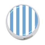 Vertical Stripes - White and Iceberg Blue 4-Port USB Hub (One Side)